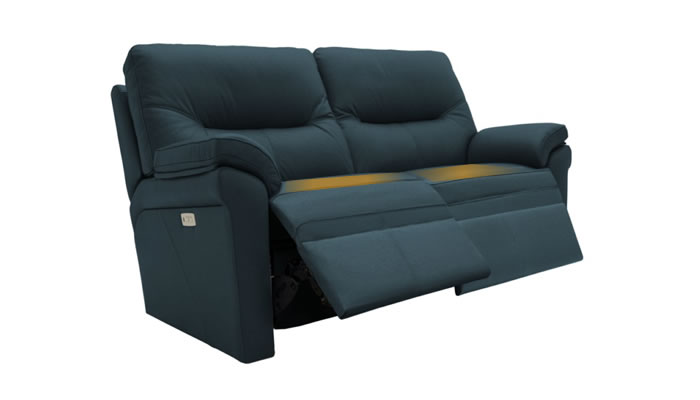 G Plan Seattle Heated Leather 2 Seater Electric Recliner Lumbar Support Cambridge Navy